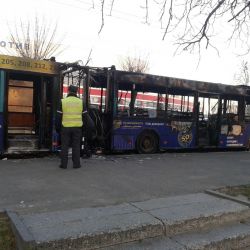 В Гомеле на маршруте сгорел городской автобус